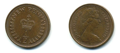 Великобритания 1/2 пенни 1971 Елизавета II (1952-2022) КМ 914, Spink 4239 бронза 4110-1618