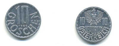АВСТРИЯ 10 ГРОШЕЙ 1989 KM 2878 алюминий 4364-722