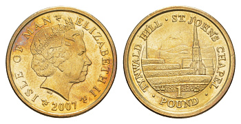 Остров Мэн 1 фунт 2007 KM 1259 никель латунь UNC 4648-222