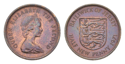 Джерси 1/2 пенни 1971 Елизавета II (1952-2022) KM 29 бронза aUNC 4647-462