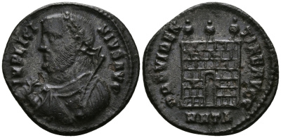 Римская Империя нуммий 317 Лициний PROVIDENTIAE AVGG Гераклея about Extremely fine (степень редкости R2) RIC 17 бронза 1073-6-45