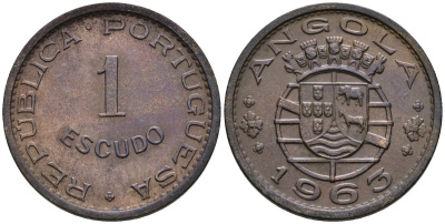 Мозамбик 1 эскудо 1963 KM 76 бронза 4148-536