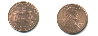 США 1 ЦЕНТ 2004 ЛИНКОЛЬН KM 201b цинк плакированный медью UNC 179-556