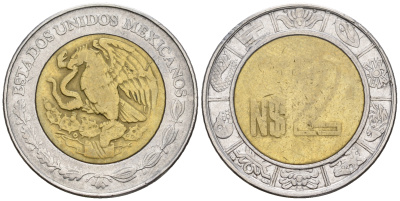 Мексика 2 песо ND KM 551 биметалл 259-112