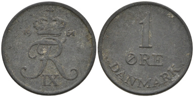 ДАНИЯ 1 ЭРЕ 1961 С; S, ФРЕДЕРИК IX (1947-1972) KM 839.2 цинк 4564-1142