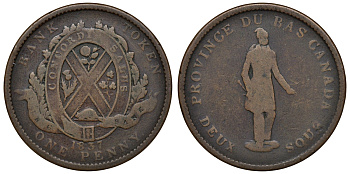 Канада, Квебек 1 пенс 1837 токен Breton 521 медь 00-00