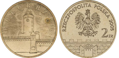 Польша 2 злотых 2005 MW, серия польские города, Колобжег (Kolobrzeg) KM 528, Parchimowicz 957 латунь UNC 603-845