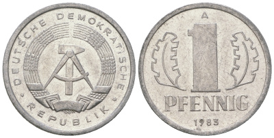 ГДР 1 пфенниг 1983 А KM 8.2 алюминий 4623-448