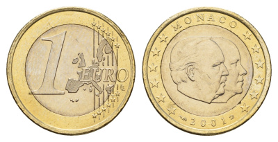Монако 1 евро 2001 KM 173 биметалл UNC 67-1133