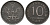 Польша 10 фенигов 1917 FF, Австро-Германское регентство KM 6, Parchimowicz 6a железо 4383-345