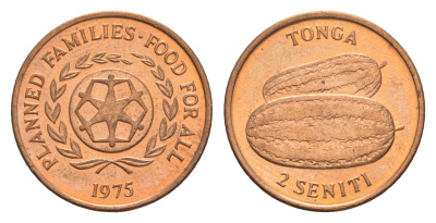 Тонга 2 сенити 1975 ФАО - Планирование семьи KM 43 бронза UNC 4655-843