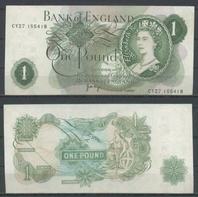 Англия 1 фунт ND (1960-1977) Pick 374 g бумага аUNC 2198-24-3-1