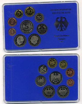 ФРГ ГОСНАБОР ИЗ 9 МОНЕТ 1977 F PROOF 1-6-1-43