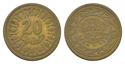 Тунис 20 миллимов 1960 KM 307 латунь 4627-767