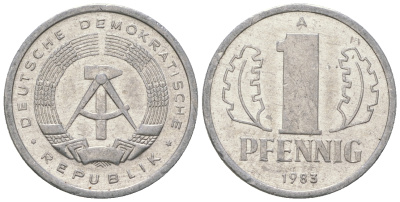 ГДР 1 пфенниг 1983 A KM 8.1 алюминий 4651-1265