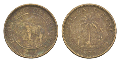 Либерия 1/2 цента 1937 KM 10 латунь 4614-919