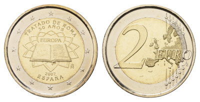 Испания 2 евро 2007 50 лет подписанию Римского договора KM 1130 биметалл UNC 1085-5-11