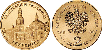 Польша 2 злотых 2009 MW, серия города Польши, Тшебница (Trzebnica) KM 711 нордик UNC 4676-614