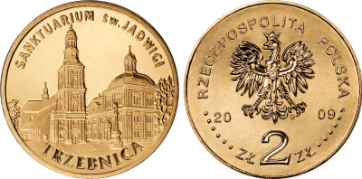 Польша 2 злотых 2009 MW, серия города Польши, Тшебница (Trzebnica) KM 711 нордик UNC 4676-614