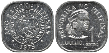 Филиппины 1 сентимо 1975 вождь острова Мактан Лапу-Лапу KM 205 алюминий UNC 192-335