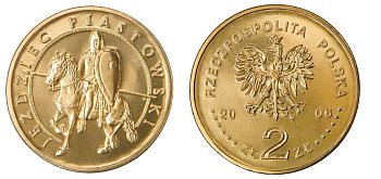 Польша 2 злотых 2006 MW, пястовский конный всадник KM 576 нордик UNC 4676-413