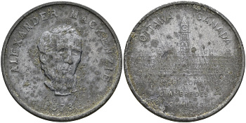 Канада медаль 1873 (1964) Александр МАККЕНЗИ, диаметр 32 мм. цинк 3460-846