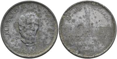 Канада медаль 1873 (1964) Александр МАККЕНЗИ, диаметр 32 мм. цинк 3460-846