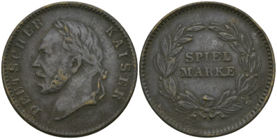 ГЕРМАНИЯ ЖЕТОН ИГРОВОЙ ND SPIEL MARKE, НЕМЕЦКИЙ КАЙЗЕР, ДИАМЕТР 21,5 ММ. бронза 99-535
