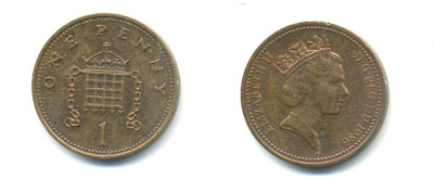 Великобритания 1 пенни 1986 Елизавета II (1952-2022) KM 935, Spink 4381 (B3) бронза 59-1621