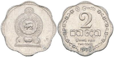 Шри-Ланка 2 цента 1978 KM 138 алюминий 176-729