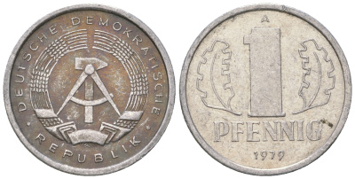 ГДР 1 пфенниг 1979 А KM 8.2 алюминий 4623-347