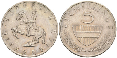 Австрия 5 шиллингов 1971 KM 2889а медно-никель 4592-955