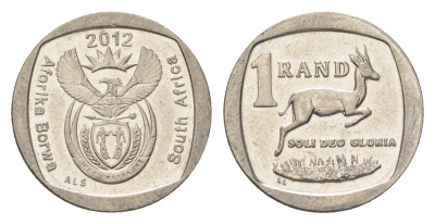 ЮАР 1 ранд 2012 KM 497 медь плакированная никелем UNC 4627-559