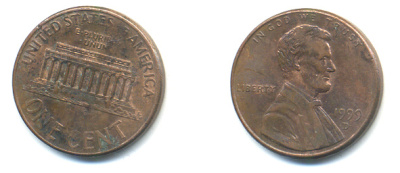 США 1 цент 1999 D, Авраам Линкольн KM 201b цинк плакированный медью 86-347