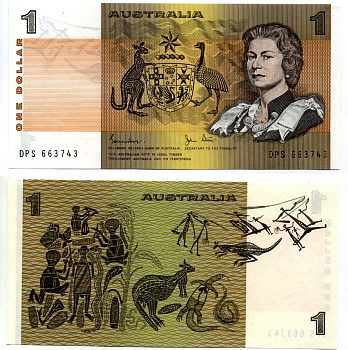Австралия 1 доллар 1974-1983 Johnston & Stone Pick 42d бумага UNC (пресс) 7191-58-2-2