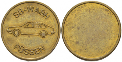 ГЕРМАНИЯ ЖЕТОН НА МОЙКУ АВТОМОБИЛЯ SP-WACH, FUSSEN латунь 4544-846