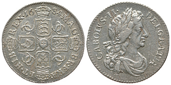 Англия 6 пенсов 1684 Карл II (1660-1685) KM 441, Spink 3382 серебро 00-809-10
