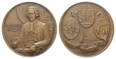 СССР медаль 1989 ЛМД, 275 лет со дня рождения Ж.Ж. Руссо, медальер А.А. Королюк, диаметр 60 мм., 170 гр Шкурко, Салыков 1877 томпак    10-006-12