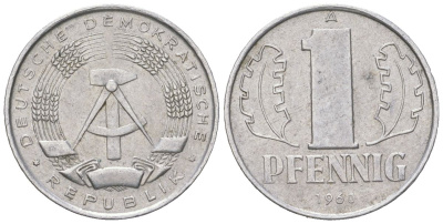 ГДР 1 пфенниг 1960 A KM 8.1 алюминий 206-758