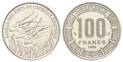 Центральная Африка (BEAC) 100 франков 1996 KM 13 никель UNC 4616-346