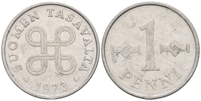 Финляндия 1 пенни 1973  KM 44a алюминий    4596-257