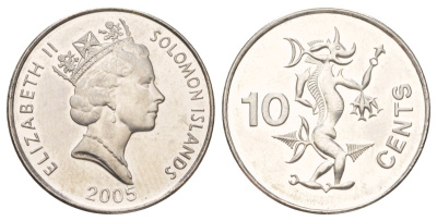 Соломоновы Острова 10 центов 2005 KM 27a сталь плакированная никелем UNC 4624-123
