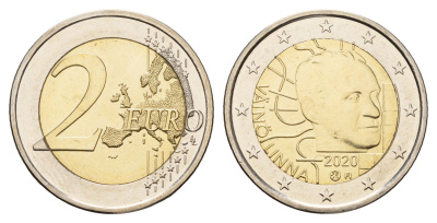 Финляндия 2 евро 2020 100 лет со дня рождения Вяйнё Линна KM 296 биметалл UNC 68-1057