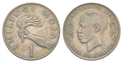 Танзания 1 шиллинг 1966 KM 4 медно-никель 4641-937