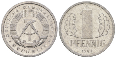 ГДР 1 пфенниг 1983 А KM 8.2 алюминий 4623-451