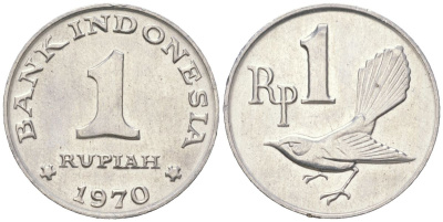 Индонезия 1 рупия 1970 птичка KM 20 алюминий aUNC 4189-954