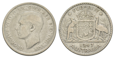 Австралия 1 флорин = 2 шиллинга 1947 Георг VI (1936-1952) KM 40a серебро 4631-1142