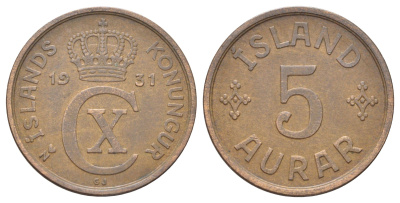 Исландия 5 эйре 1931 KM 7.1 бронза 4666-845