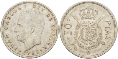 Испания 50 песет 1983 Хуан Карлос I (1975-2014) KM 825 медно-никель 3460-642