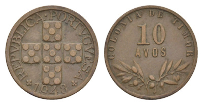 Португальский Тимор 10 аво 1948 KM 5 бронза 3711-1233